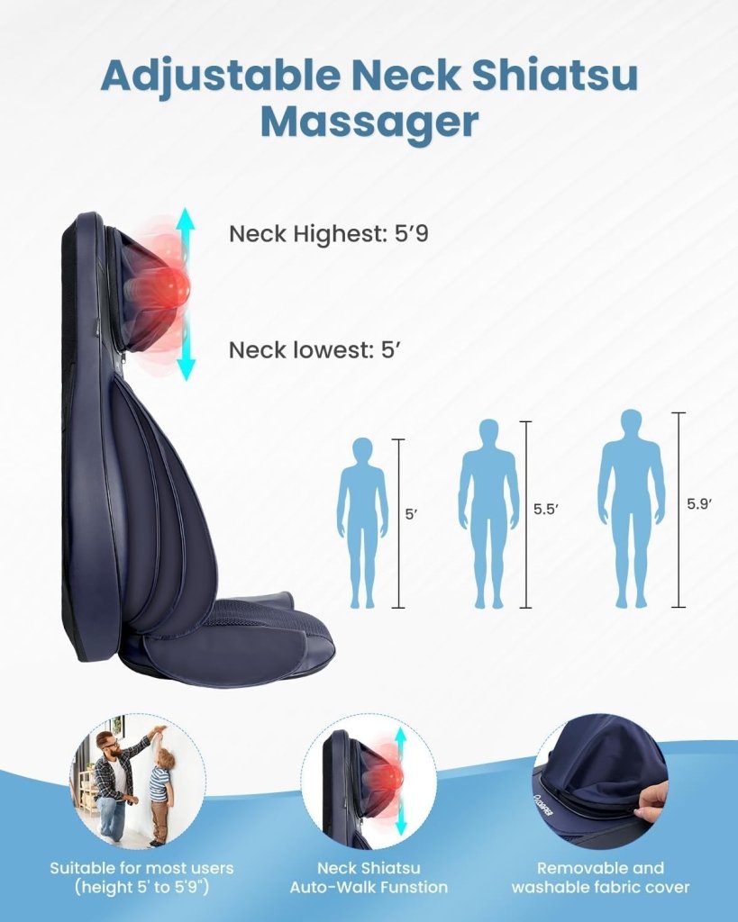 COMFIER Massager Chair with Heat Shiatsu Neck Back Massager Portable with Compress & Rolling Massage Chair Pad for Full Back Neck & Shoulders Full Body Pain - Wigtrends