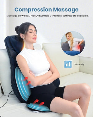 COMFIER Massager Chair with Heat Shiatsu Neck Back Massager Portable with Compress & Rolling Massage Chair Pad for Full Back Neck & Shoulders Full Body Pain - Wigtrends