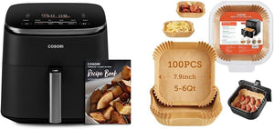 COSORI Air Fryer 9 - in - 1, Compact & Large 6 - Qt, Fast Turbo Modes, 90–450°F Precise Heat for Even Results, Up to 95% Less Oil*, Roast, Bake, Dry, Reheat, Frozen, Broil, Proof, 120V, TurboBlaze, Grey - Wigtrends