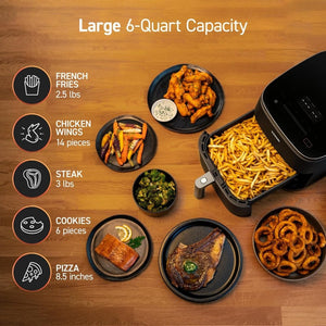 COSORI Air Fryer 9 - in - 1, Compact & Large 6 - Qt, Fast Turbo Modes, 90–450°F Precise Heat for Even Results, Up to 95% Less Oil*, Roast, Bake, Dry, Reheat, Frozen, Broil, Proof, 120V, TurboBlaze, Grey - Wigtrends
