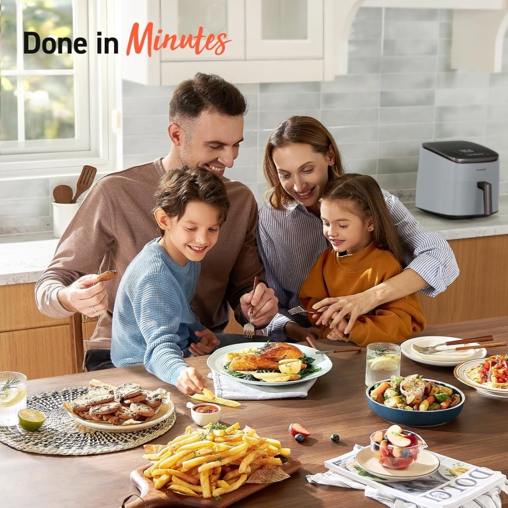 COSORI Air Fryer 9 - in - 1, Compact & Large 6 - Qt, Fast Turbo Modes, 90–450°F Precise Heat for Even Results, Up to 95% Less Oil*, Roast, Bake, Dry, Reheat, Frozen, Broil, Proof, 120V, TurboBlaze, Grey - Wigtrends