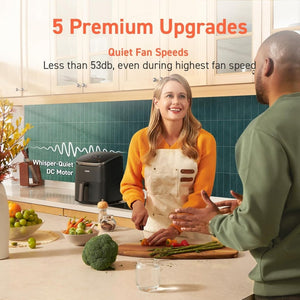 COSORI Air Fryer 9 - in - 1, Compact & Large 6 - Qt, Fast Turbo Modes, 90–450°F Precise Heat for Even Results, Up to 95% Less Oil*, Roast, Bake, Dry, Reheat, Frozen, Broil, Proof, 120V, TurboBlaze, Grey - Wigtrends