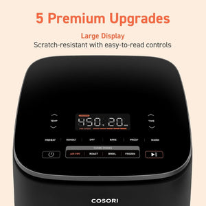 COSORI Air Fryer 9 - in - 1, Compact & Large 6 - Qt, Fast Turbo Modes, 90–450°F Precise Heat for Even Results, Up to 95% Less Oil*, Roast, Bake, Dry, Reheat, Frozen, Broil, Proof, 120V, TurboBlaze, Grey - Wigtrends