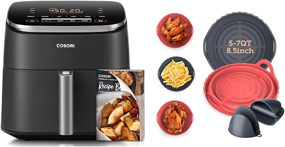 COSORI Air Fryer 9 - in - 1, Compact & Large 6 - Qt, Fast Turbo Modes, 90–450°F Precise Heat for Even Results, Up to 95% Less Oil*, Roast, Bake, Dry, Reheat, Frozen, Broil, Proof, 120V, TurboBlaze, Grey - Wigtrends