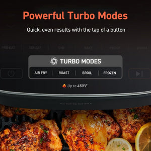 COSORI Air Fryer 9 - in - 1, Compact & Large 6 - Qt, Fast Turbo Modes, 90–450°F Precise Heat for Even Results, Up to 95% Less Oil*, Roast, Bake, Dry, Reheat, Frozen, Broil, Proof, 120V, TurboBlaze, Grey - Wigtrends