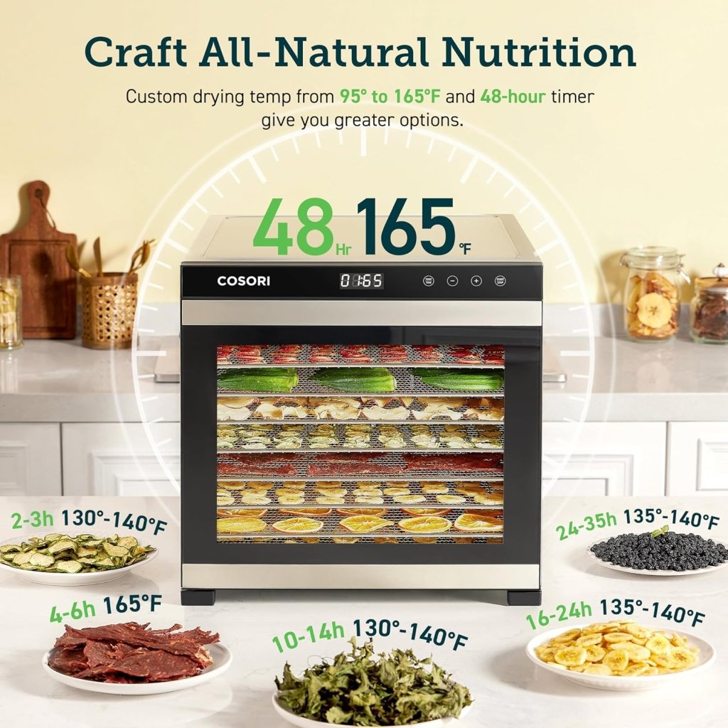 COSORI Food Dehydrator, Bigger Than 7 Trays With Large 6.5" Drying Space, 600W Power Saves More Time Than 480W, 165°F Dehydrated Dryer - Wigtrends