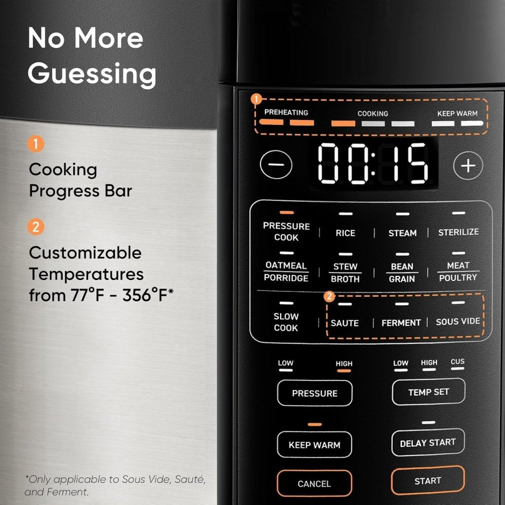 COSORI Pressure Cooker 6 qt, 9 - in - 1 Instant Multi Kitchen Appliances, Safer Venting Design, Rice Cooker, Slow Cooking Pot, Sous Vide, Saute Pot, 1100W, Stainless Steel - Wigtrends