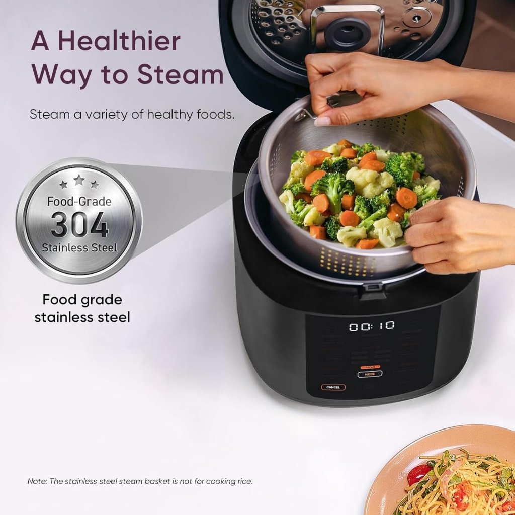 COSORI Rice Cooker 10 Cup, 24h Keep Warm, 18 Functions Fuzzy Logic Rice Maker with Stainless Steel Steamer Basket, Sauté, Slow Cooker - Wigtrends