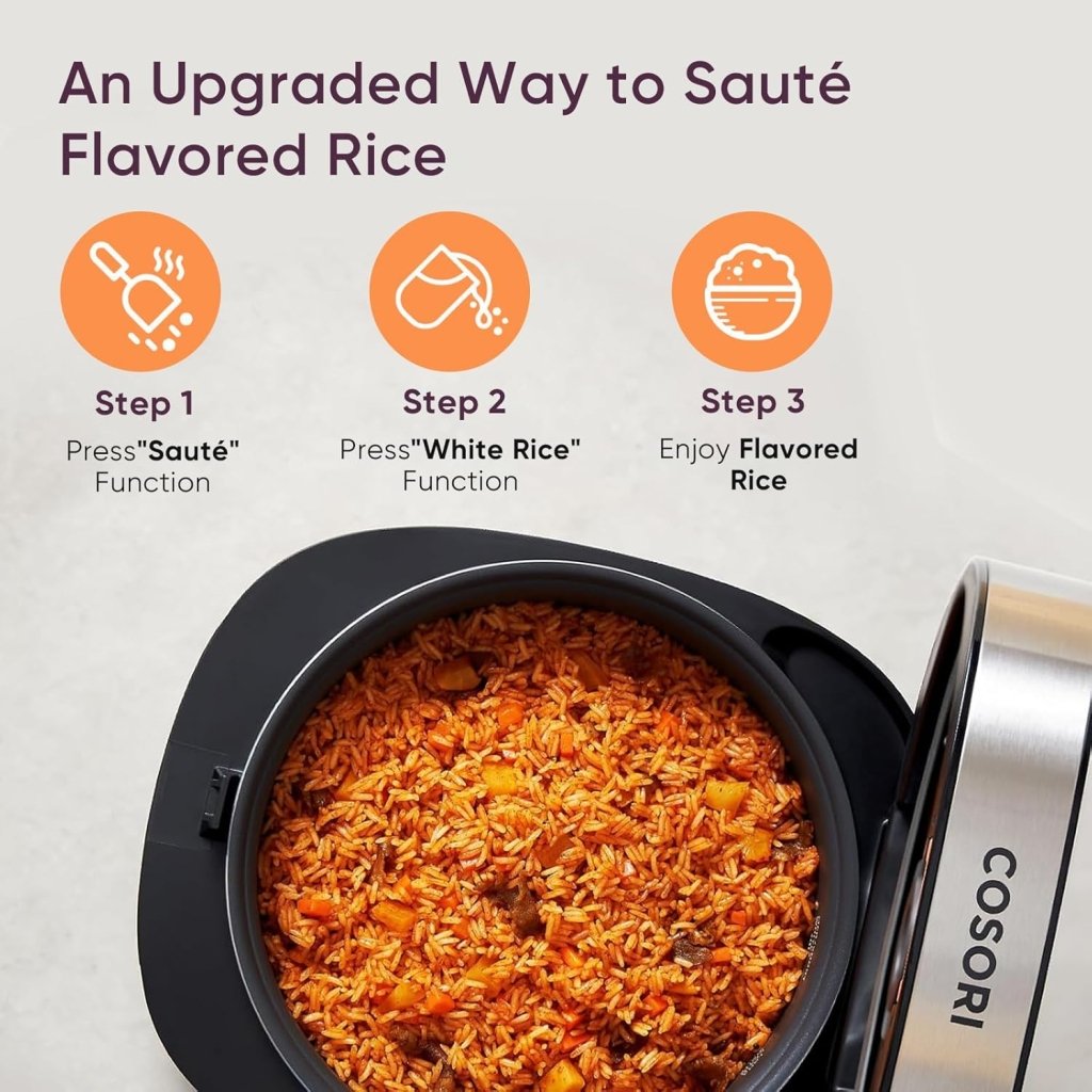 COSORI Rice Cooker 10 Cup, 24h Keep Warm, 18 Functions Fuzzy Logic Rice Maker with Stainless Steel Steamer Basket, Sauté, Slow Cooker - Wigtrends