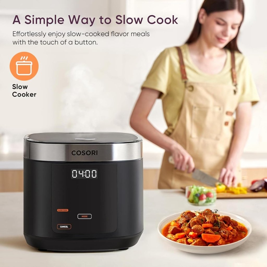 COSORI Rice Cooker 10 Cup, 24h Keep Warm, 18 Functions Fuzzy Logic Rice Maker with Stainless Steel Steamer Basket, Sauté, Slow Cooker - Wigtrends
