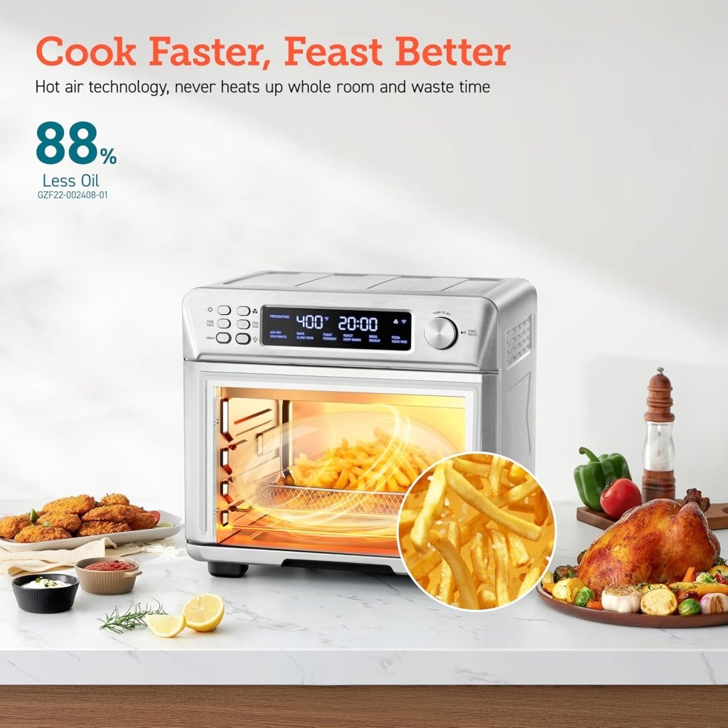 COSORI Smart 12 - in - 1 Air Fryer Toaster Oven Combo, Airfryer Convection Oven Countertop, Bake, Roast, Reheat, Broiler, Dehydrate, 75 Recipes & 3 Accessories, 26QT - Wigtrends