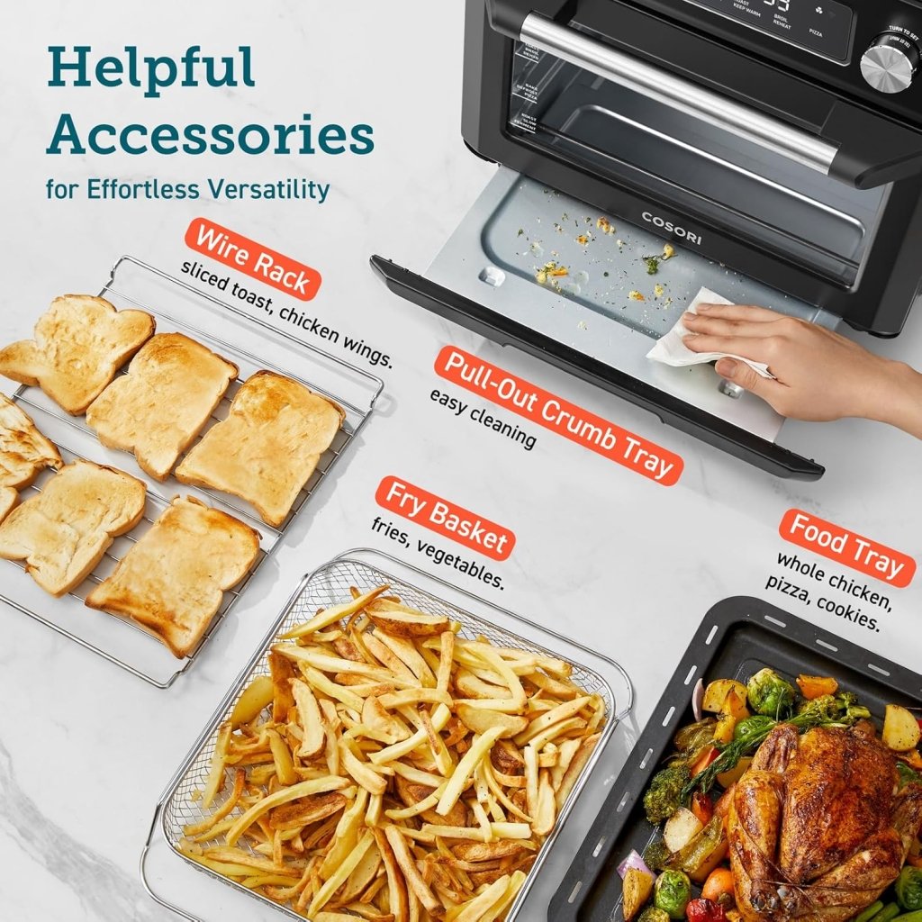 COSORI Smart 12 - in - 1 Air Fryer Toaster Oven Combo, Airfryer Convection Oven Countertop, Bake, Roast, Reheat, Broiler, Dehydrate, 75 Recipes & 3 Accessories, 26QT - Wigtrends
