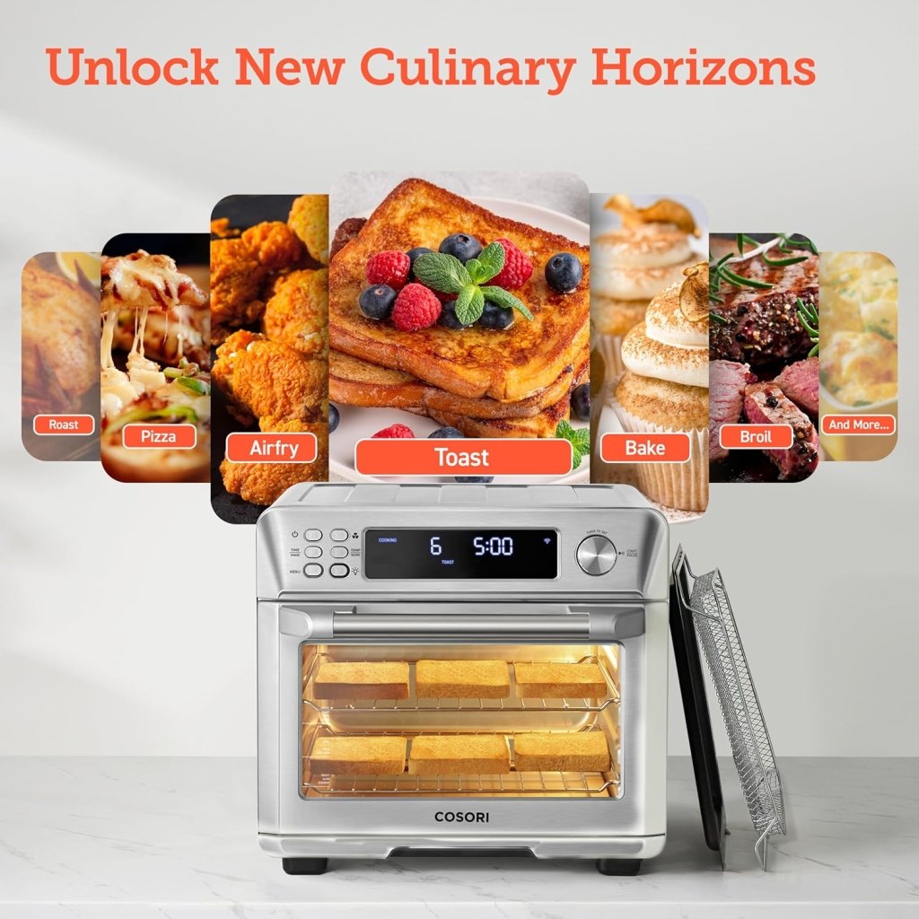 COSORI Smart 12 - in - 1 Air Fryer Toaster Oven Combo, Airfryer Convection Oven Countertop, Bake, Roast, Reheat, Broiler, Dehydrate, 75 Recipes & 3 Accessories, 26QT - Wigtrends