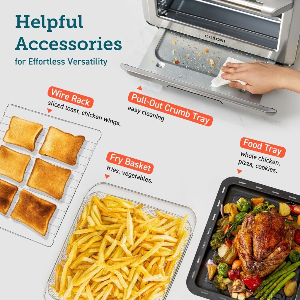 COSORI Smart 12 - in - 1 Air Fryer Toaster Oven Combo, Airfryer Convection Oven Countertop, Bake, Roast, Reheat, Broiler, Dehydrate, 75 Recipes & 3 Accessories, 26QT - Wigtrends