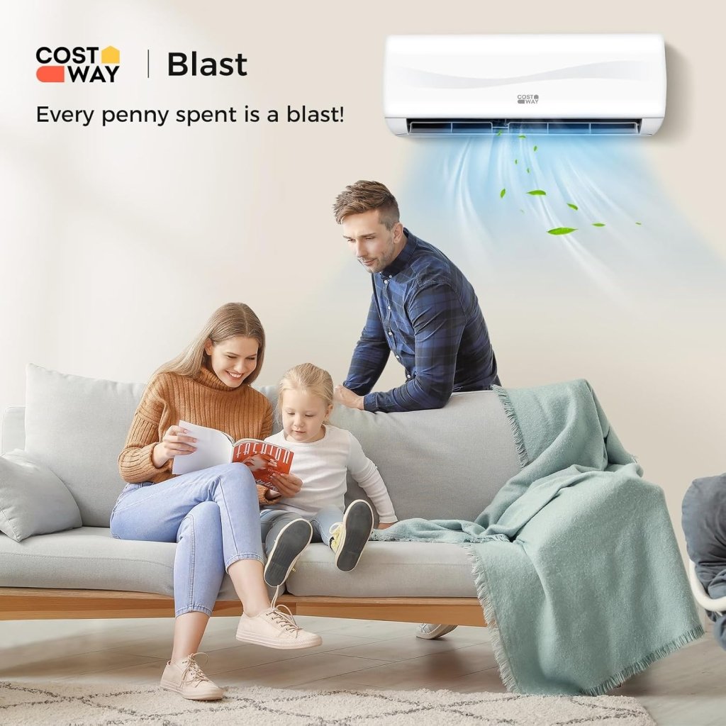 COSTWAY 12000BTU Mini Split Air Conditioner& Heater, 20 SEER2 115V Wall - Mounted Ductless AC Unit Cools Rooms up to 750 Sq. Ft, Energy Efficient Inverter AC with Heat Pump (Blast Series) - Wigtrends