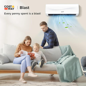 COSTWAY 12000BTU Mini Split Air Conditioner& Heater, 20 SEER2 115V Wall - Mounted Ductless AC Unit Cools Rooms up to 750 Sq. Ft, Energy Efficient Inverter AC with Heat Pump (Blast Series) - Wigtrends