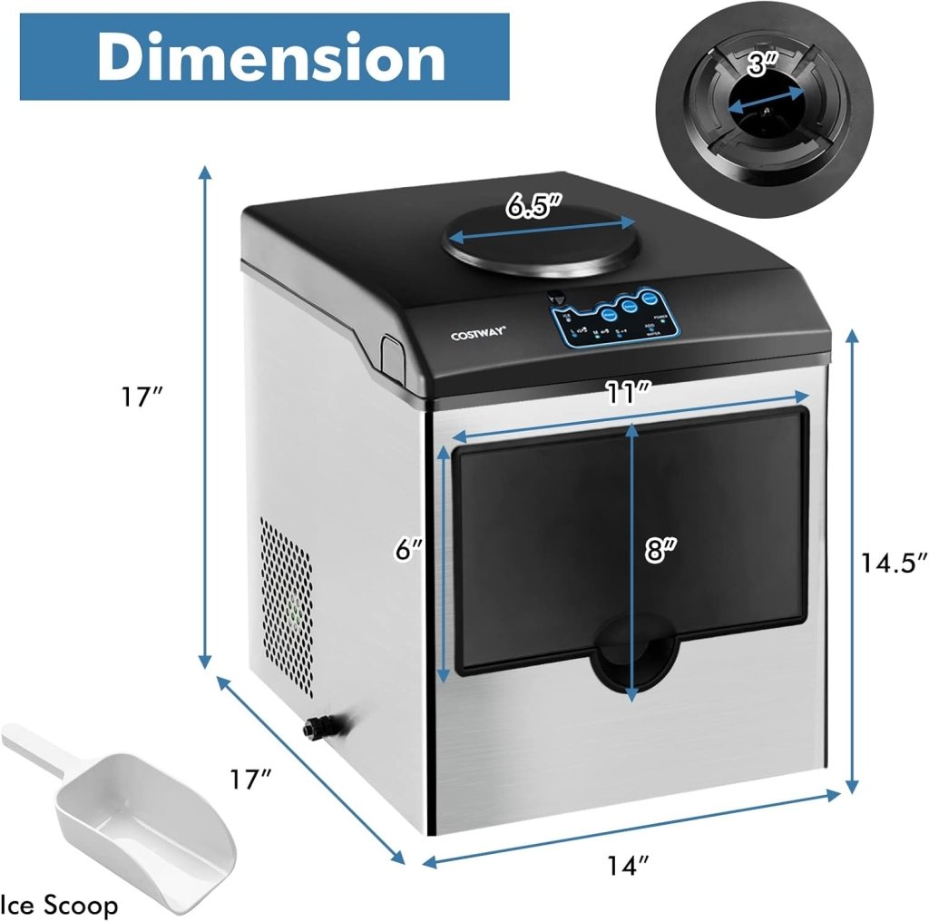 COSTWAY Countertop Ice Maker with Water Dispenser, 3 Sizes Bullet Shaped Ice, 48lbs/Day, Fast Ready in 6 Minutes, Ice Machine with Cold Water for Home Bar Kitchen Office - Wigtrends