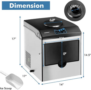 COSTWAY Countertop Ice Maker with Water Dispenser, 3 Sizes Bullet Shaped Ice, 48lbs/Day, Fast Ready in 6 Minutes, Ice Machine with Cold Water for Home Bar Kitchen Office - Wigtrends