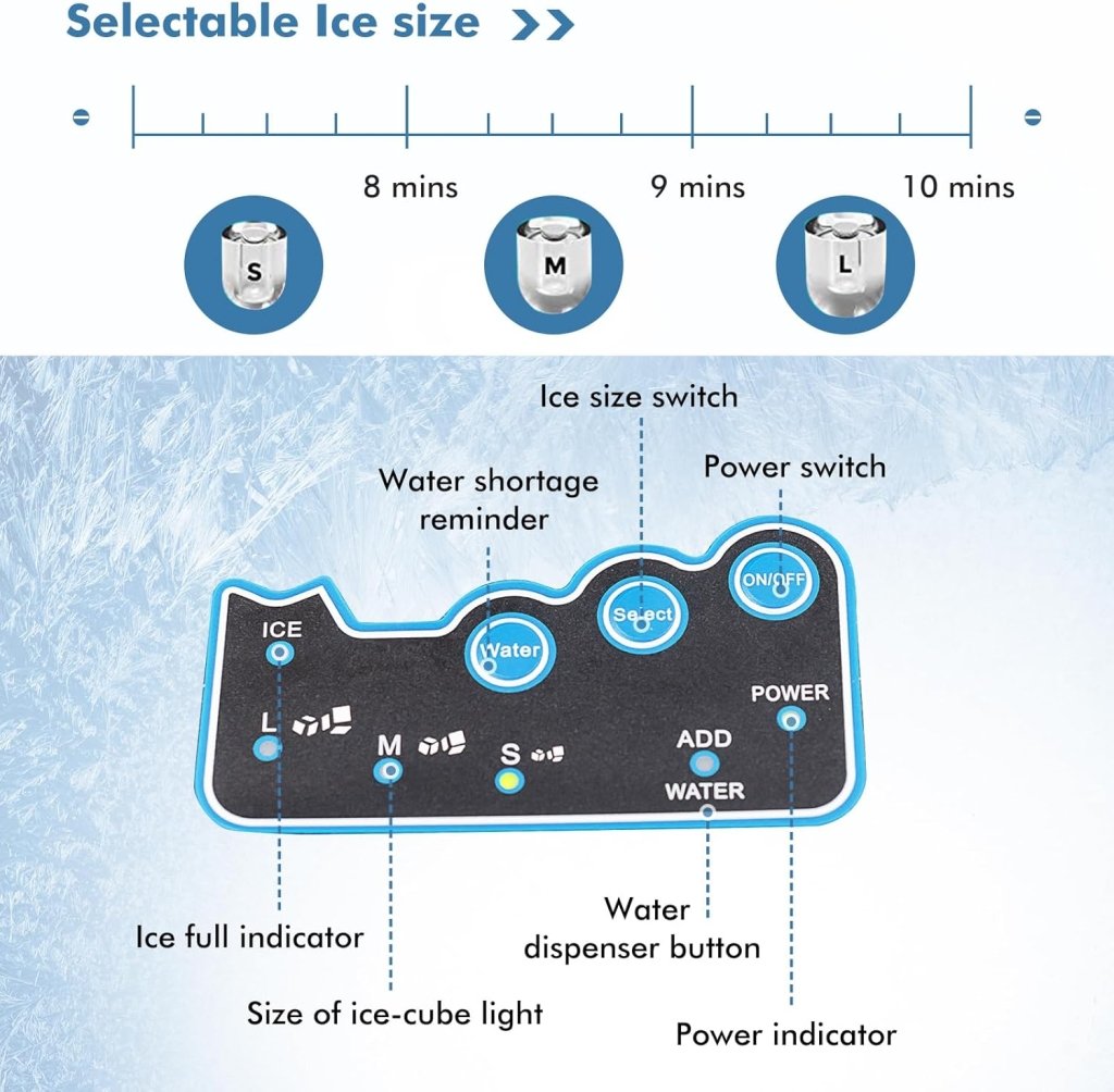 COSTWAY Countertop Ice Maker with Water Dispenser, 3 Sizes Bullet Shaped Ice, 48lbs/Day, Fast Ready in 6 Minutes, Ice Machine with Cold Water for Home Bar Kitchen Office - Wigtrends