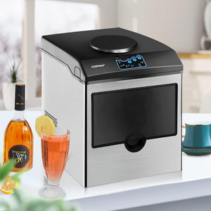 COSTWAY Countertop Ice Maker with Water Dispenser, 3 Sizes Bullet Shaped Ice, 48lbs/Day, Fast Ready in 6 Minutes, Ice Machine with Cold Water for Home Bar Kitchen Office - Wigtrends