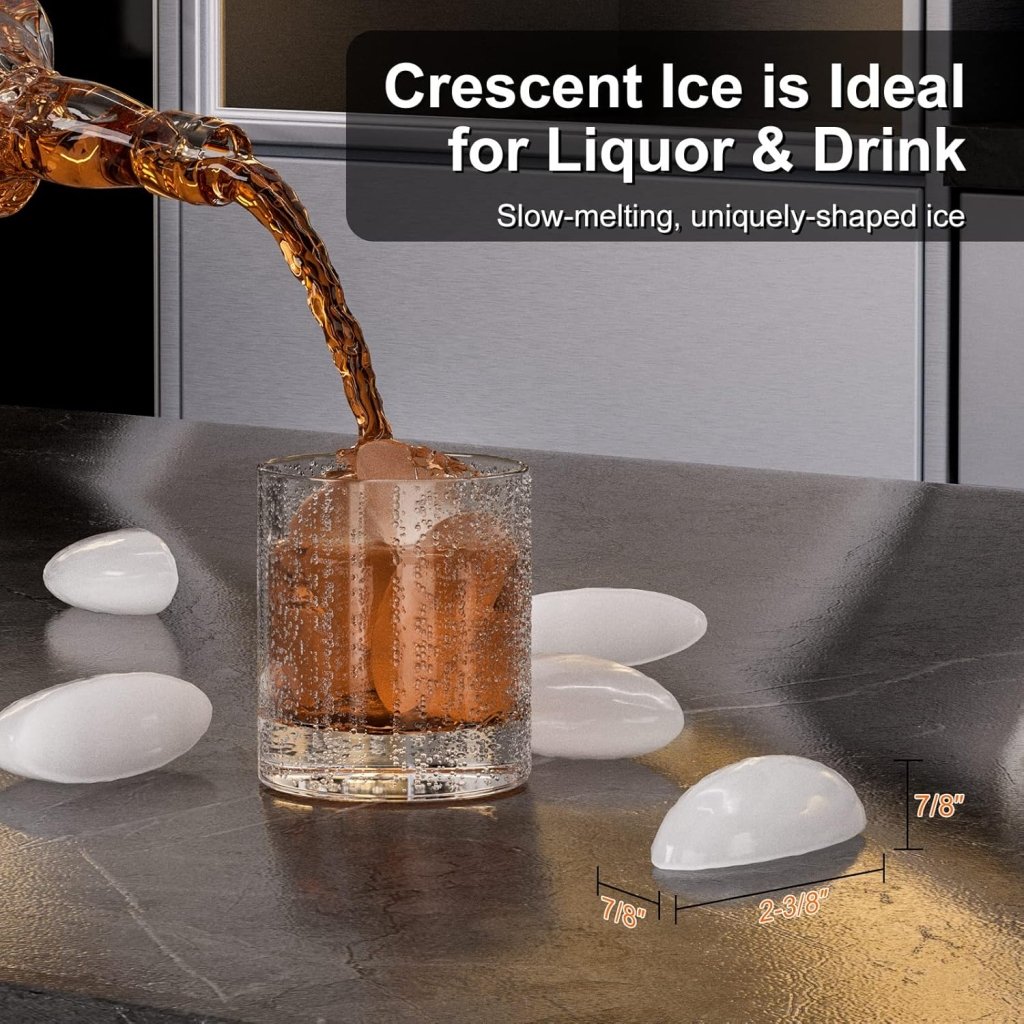 COTLIN 15" W Drainless Under Counter Ice Maker with 22LBS Storage Bin, Crescent Ice, Free Standing Built - in Ice Maker for Residential Commercial Use, No Drain Required, ETL Approved, 2025 Upgraded - Wigtrends