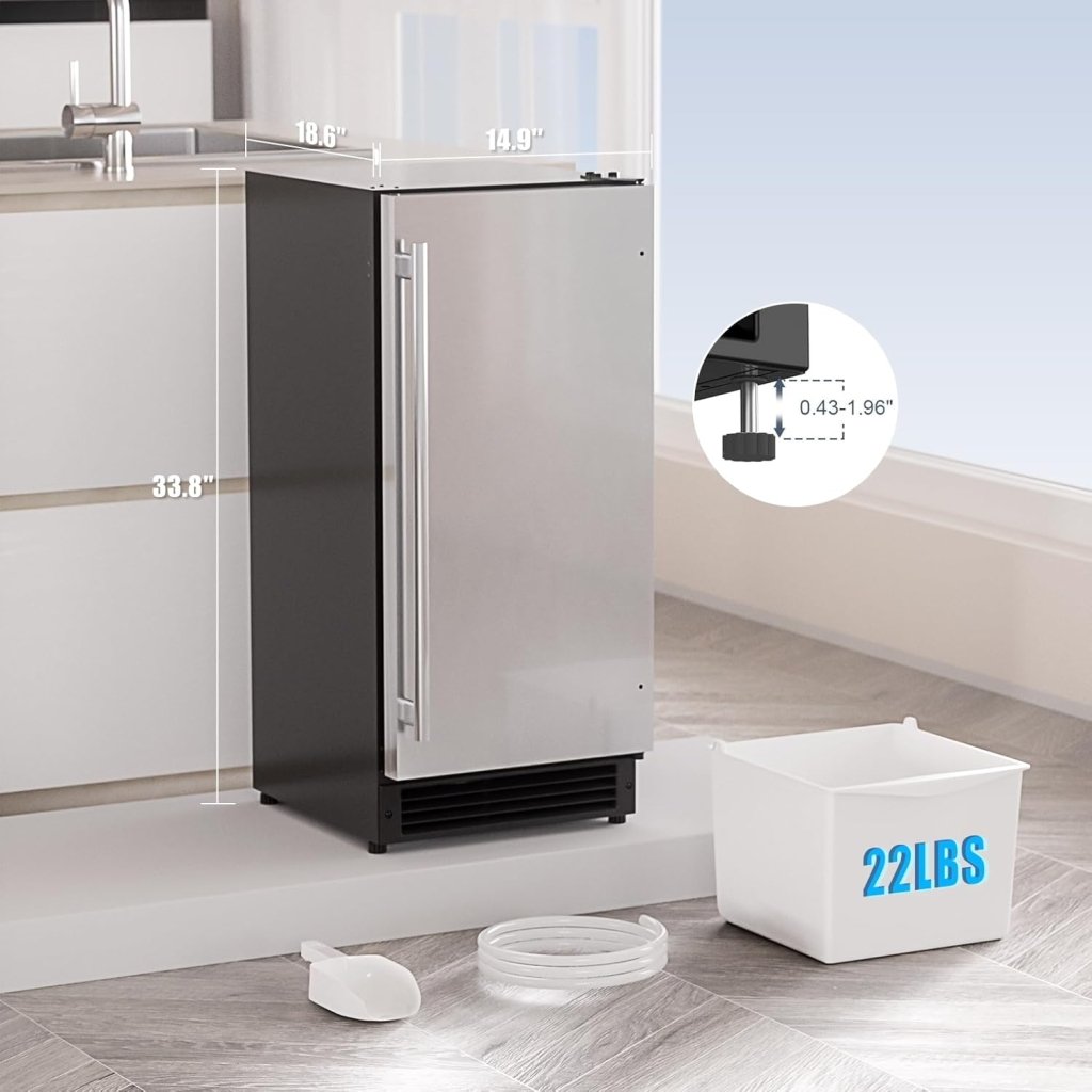 COTLIN 15" W Drainless Under Counter Ice Maker with 22LBS Storage Bin, Crescent Ice, Free Standing Built - in Ice Maker for Residential Commercial Use, No Drain Required, ETL Approved, 2025 Upgraded - Wigtrends