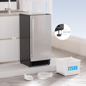 COTLIN 15" W Drainless Under Counter Ice Maker with 22LBS Storage Bin, Crescent Ice, Free Standing Built - in Ice Maker for Residential Commercial Use, No Drain Required, ETL Approved, 2025 Upgraded - Wigtrends
