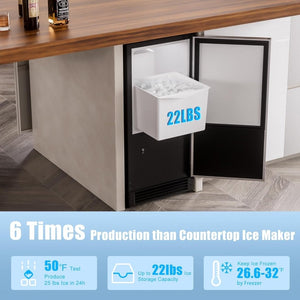 COTLIN 15" W Drainless Under Counter Ice Maker with 22LBS Storage Bin, Crescent Ice, Free Standing Built - in Ice Maker for Residential Commercial Use, No Drain Required, ETL Approved, 2025 Upgraded - Wigtrends