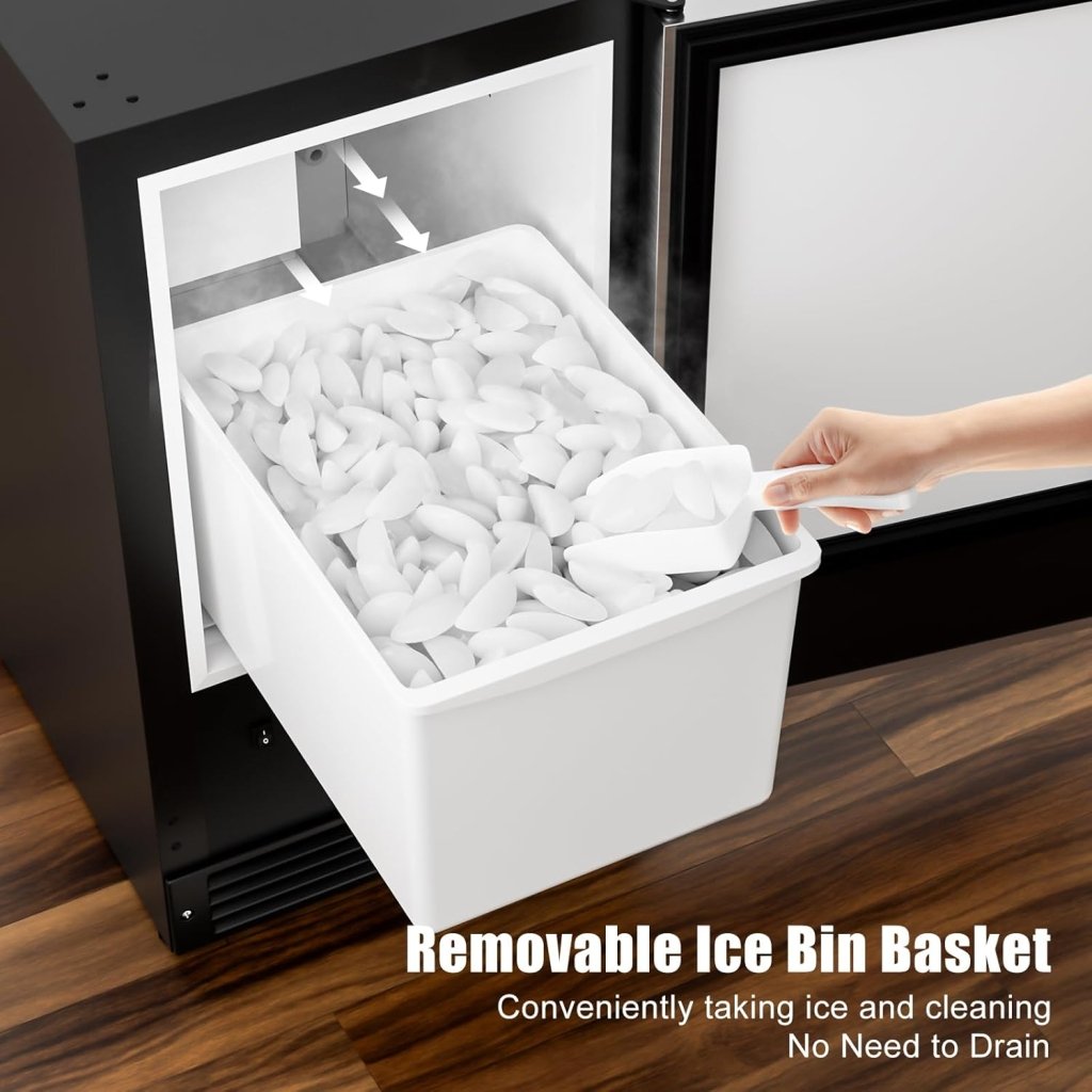 COTLIN 15" W Drainless Under Counter Ice Maker with 22LBS Storage Bin, Crescent Ice, Free Standing Built - in Ice Maker for Residential Commercial Use, No Drain Required, ETL Approved, 2025 Upgraded - Wigtrends
