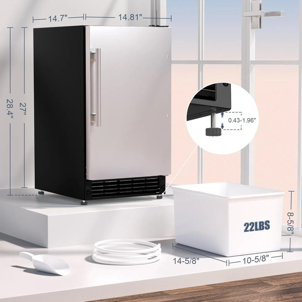 COTLIN 15" W Drainless Under Counter Ice Maker with 22LBS Storage Bin, Crescent Ice, Free Standing Built - in Ice Maker for Residential Commercial Use, No Drain Required, ETL Approved, 2025 Upgraded - Wigtrends