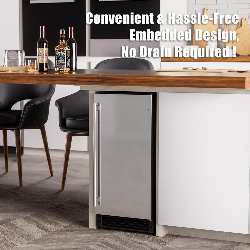 COTLIN 15" W Drainless Under Counter Ice Maker with 22LBS Storage Bin, Crescent Ice, Free Standing Built - in Ice Maker for Residential Commercial Use, No Drain Required, ETL Approved, 2025 Upgraded - Wigtrends