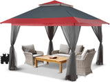 CROWN SHADES 13x13 Pop Up Gazebo, Canopy Tent, Gazebos on Clearance - Outdoor Gazebo for Backyard & Patio Furniture - Carpa Pop Up Tent with Wheeled STO - N - Go Cover Bag (White) - Wigtrends