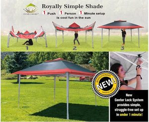 CROWN SHADES 13x13 Pop Up Gazebo, Canopy Tent, Gazebos on Clearance - Outdoor Gazebo for Backyard & Patio Furniture - Carpa Pop Up Tent with Wheeled STO - N - Go Cover Bag (White) - Wigtrends