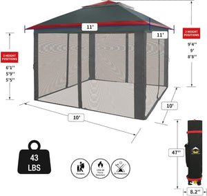 CROWN SHADES 13x13 Pop Up Gazebo, Canopy Tent, Gazebos on Clearance - Outdoor Gazebo for Backyard & Patio Furniture - Carpa Pop Up Tent with Wheeled STO - N - Go Cover Bag (White) - Wigtrends