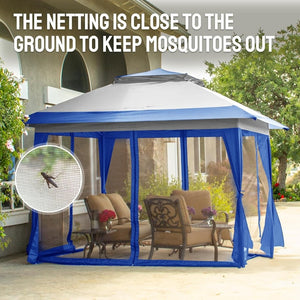 CROWN SHADES 13x13 Pop Up Gazebo, Canopy Tent, Gazebos on Clearance - Outdoor Gazebo for Backyard & Patio Furniture - Carpa Pop Up Tent with Wheeled STO - N - Go Cover Bag (White) - Wigtrends