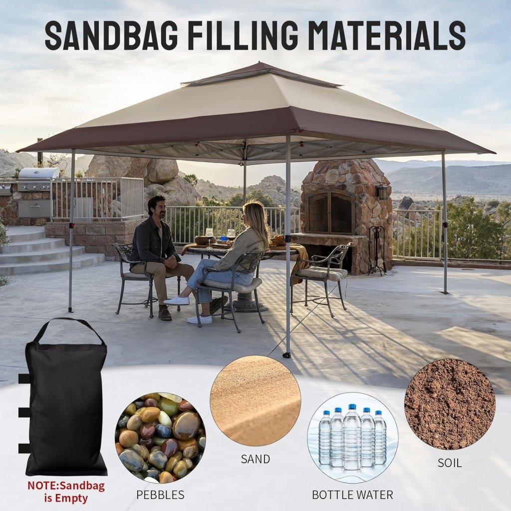 CROWN SHADES 13x13 Pop Up Gazebo, Canopy Tent, Gazebos on Clearance - Outdoor Gazebo for Backyard & Patio Furniture - Carpa Pop Up Tent with Wheeled STO - N - Go Cover Bag (White) - Wigtrends