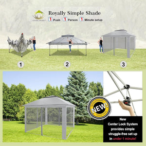 CROWN SHADES 13x13 Pop Up Gazebo, Canopy Tent, Gazebos on Clearance - Outdoor Gazebo for Backyard & Patio Furniture - Carpa Pop Up Tent with Wheeled STO - N - Go Cover Bag (White) - Wigtrends