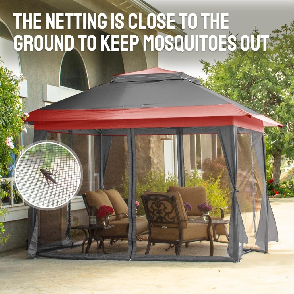CROWN SHADES 13x13 Pop Up Gazebo, Canopy Tent, Gazebos on Clearance - Outdoor Gazebo for Backyard & Patio Furniture - Carpa Pop Up Tent with Wheeled STO - N - Go Cover Bag (White) - Wigtrends