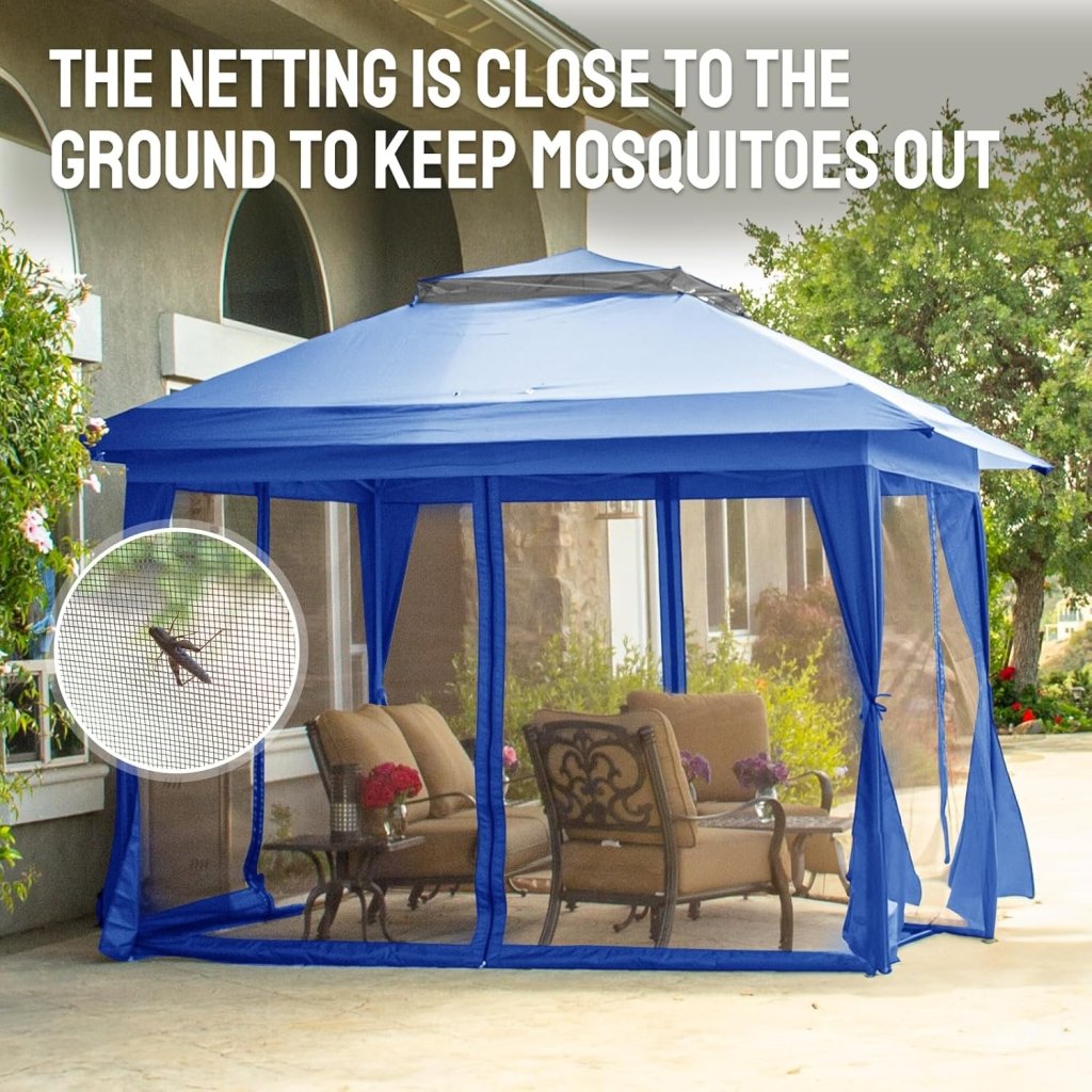 CROWN SHADES 13x13 Pop Up Gazebo, Canopy Tent, Gazebos on Clearance - Outdoor Gazebo for Backyard & Patio Furniture - Carpa Pop Up Tent with Wheeled STO - N - Go Cover Bag (White) - Wigtrends