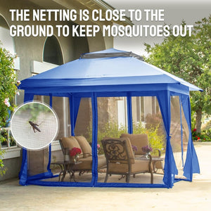 CROWN SHADES 13x13 Pop Up Gazebo, Canopy Tent, Gazebos on Clearance - Outdoor Gazebo for Backyard & Patio Furniture - Carpa Pop Up Tent with Wheeled STO - N - Go Cover Bag (White) - Wigtrends