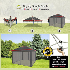 CROWN SHADES 13x13 Pop Up Gazebo, Canopy Tent, Gazebos on Clearance - Outdoor Gazebo for Backyard & Patio Furniture - Carpa Pop Up Tent with Wheeled STO - N - Go Cover Bag (White) - Wigtrends