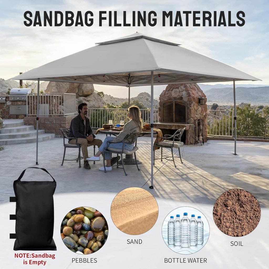 CROWN SHADES 13x13 Pop Up Gazebo, Canopy Tent, Gazebos on Clearance - Outdoor Gazebo for Backyard & Patio Furniture - Carpa Pop Up Tent with Wheeled STO - N - Go Cover Bag (White) - Wigtrends