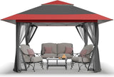 CROWN SHADES 13x13 Pop Up Gazebo, Canopy Tent, Gazebos on Clearance - Outdoor Gazebo for Backyard & Patio Furniture - Carpa Pop Up Tent with Wheeled STO - N - Go Cover Bag (White) - Wigtrends