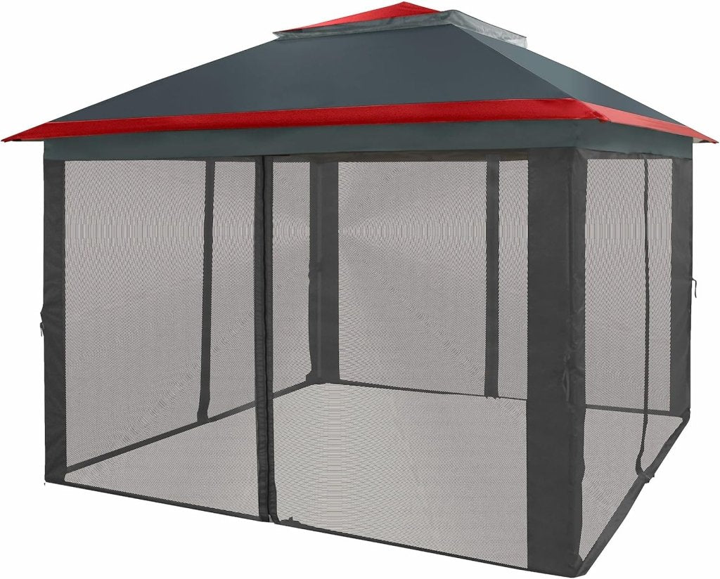 CROWN SHADES 13x13 Pop Up Gazebo, Canopy Tent, Gazebos on Clearance - Outdoor Gazebo for Backyard & Patio Furniture - Carpa Pop Up Tent with Wheeled STO - N - Go Cover Bag (White) - Wigtrends