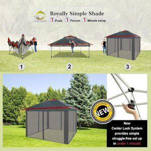 CROWN SHADES 13x13 Pop Up Gazebo, Canopy Tent, Gazebos on Clearance - Outdoor Gazebo for Backyard & Patio Furniture - Carpa Pop Up Tent with Wheeled STO - N - Go Cover Bag (White) - Wigtrends