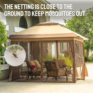 CROWN SHADES 13x13 Pop Up Gazebo, Canopy Tent, Gazebos on Clearance - Outdoor Gazebo for Backyard & Patio Furniture - Carpa Pop Up Tent with Wheeled STO - N - Go Cover Bag (White) - Wigtrends