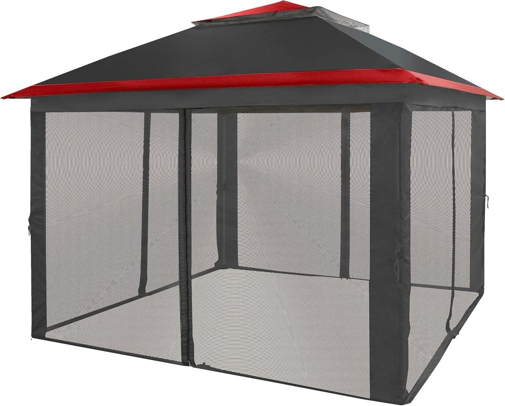 CROWN SHADES 13x13 Pop Up Gazebo, Canopy Tent, Gazebos on Clearance - Outdoor Gazebo for Backyard & Patio Furniture - Carpa Pop Up Tent with Wheeled STO - N - Go Cover Bag (White) - Wigtrends