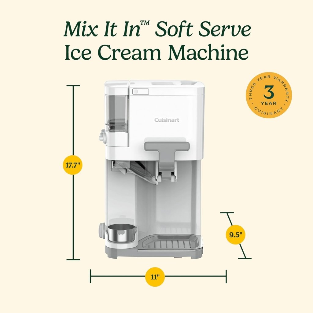 Cuisinart Soft Serve Ice Cream Machine - Mix It In Ice Cream Maker for Frozen Yogurt, Sorbet, Gelato, Drinks 1.5 Quart, White, ICE - 48 - Wigtrends