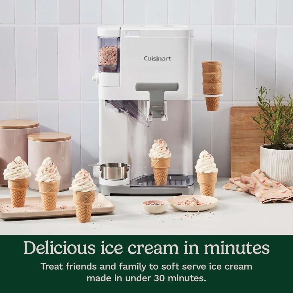 Cuisinart Soft Serve Ice Cream Machine - Mix It In Ice Cream Maker for Frozen Yogurt, Sorbet, Gelato, Drinks 1.5 Quart, White, ICE - 48 - Wigtrends