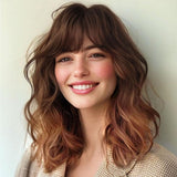 Curly Bob Wig with Bangs Short Wavy Wigs for Women human hair Heat Resistant Wigs - Wigtrends